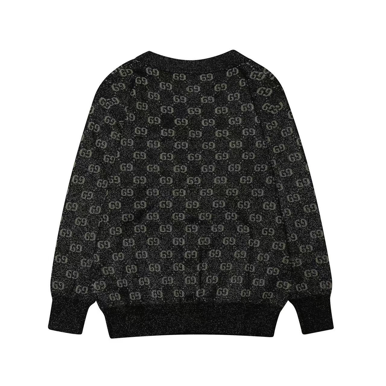 GUCCI Cardigan V-Neck Monogram Black Jacquard