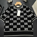 GUCCI Short Sleeve Sweater BLack Jacquard