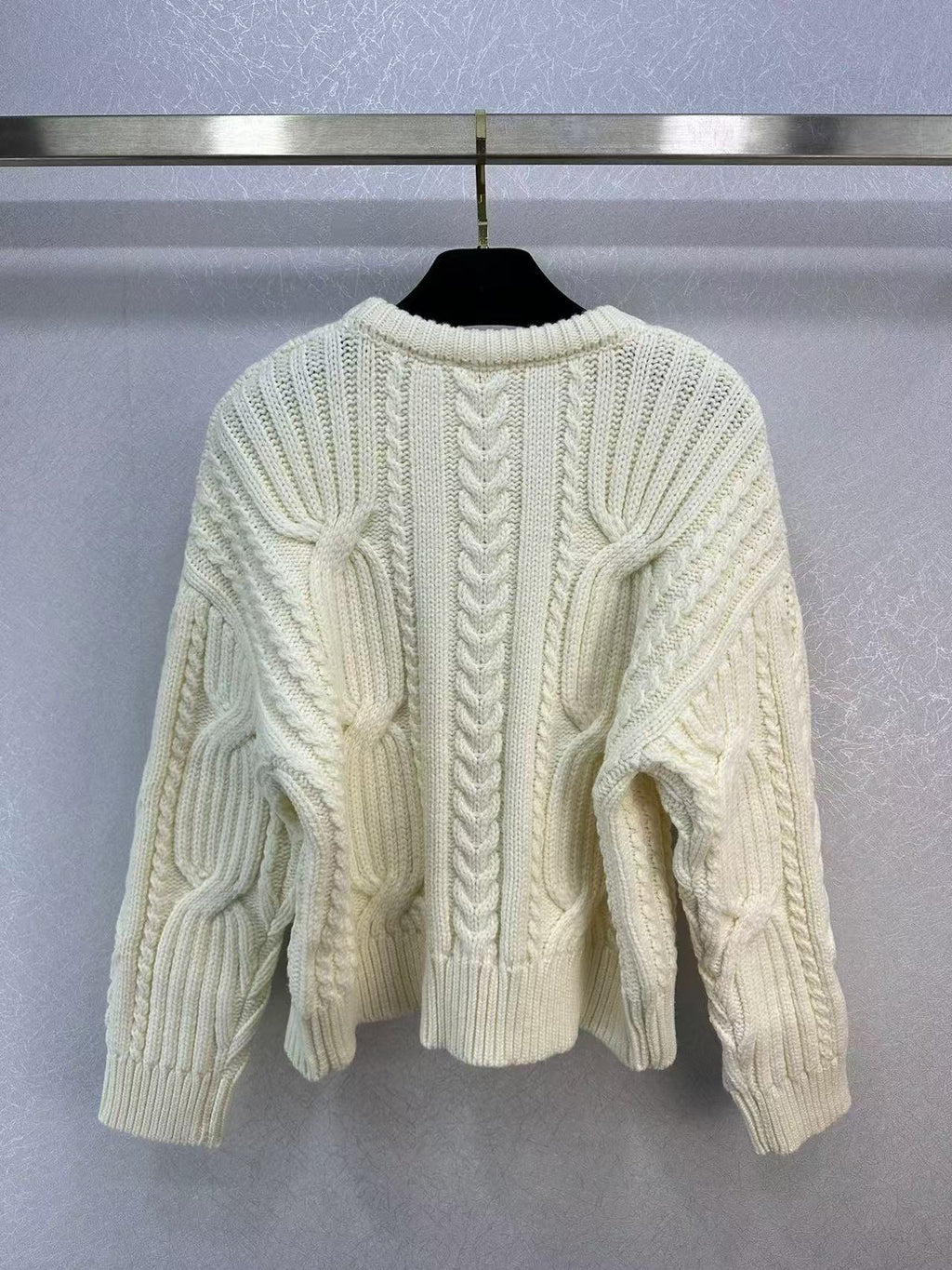 CELINE Celin Black Triomphe Cream Sweater