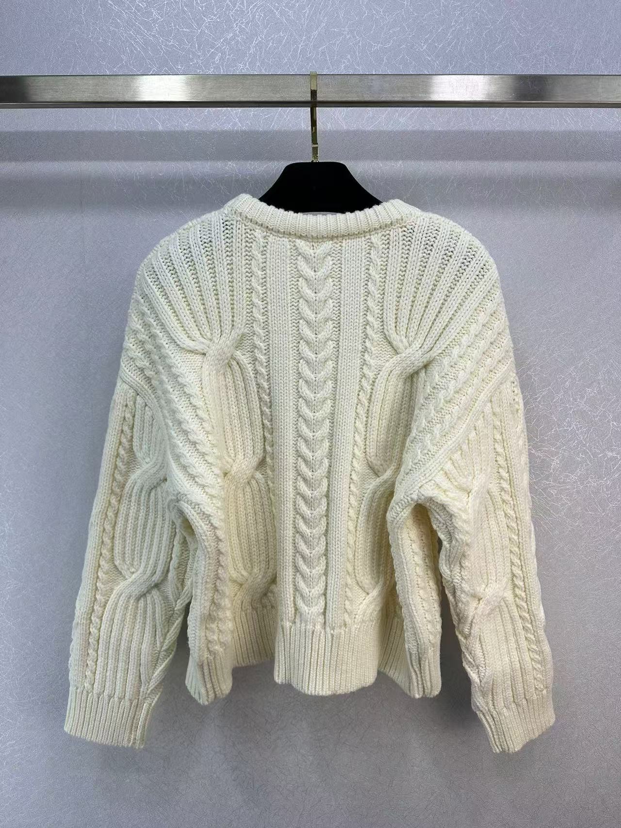 CELINE Celin Black Triomphe Cream Sweater
