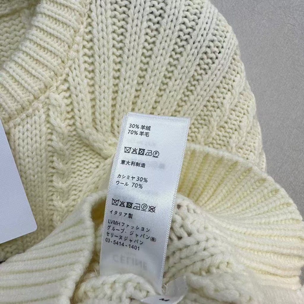 CELINE Celin Black Triomphe Cream Sweater