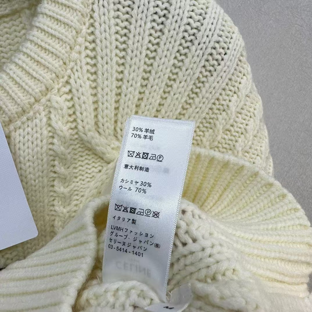 CELINE Celin Black Triomphe Cream Sweater