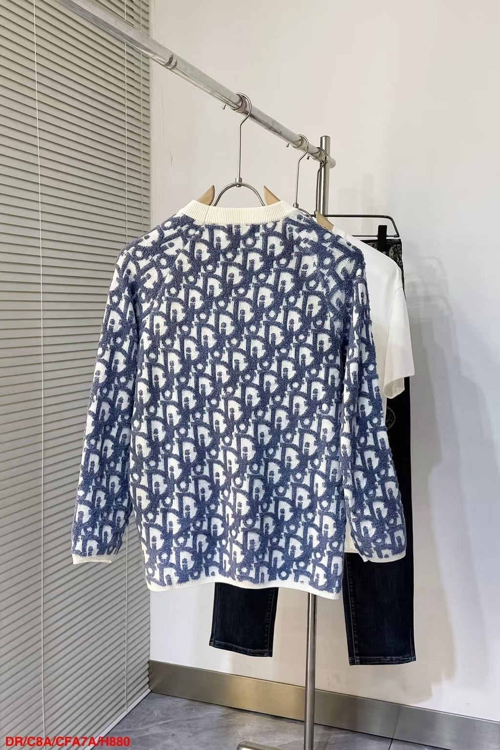 GUCCI CD Oblique Sweater White Blue Wool