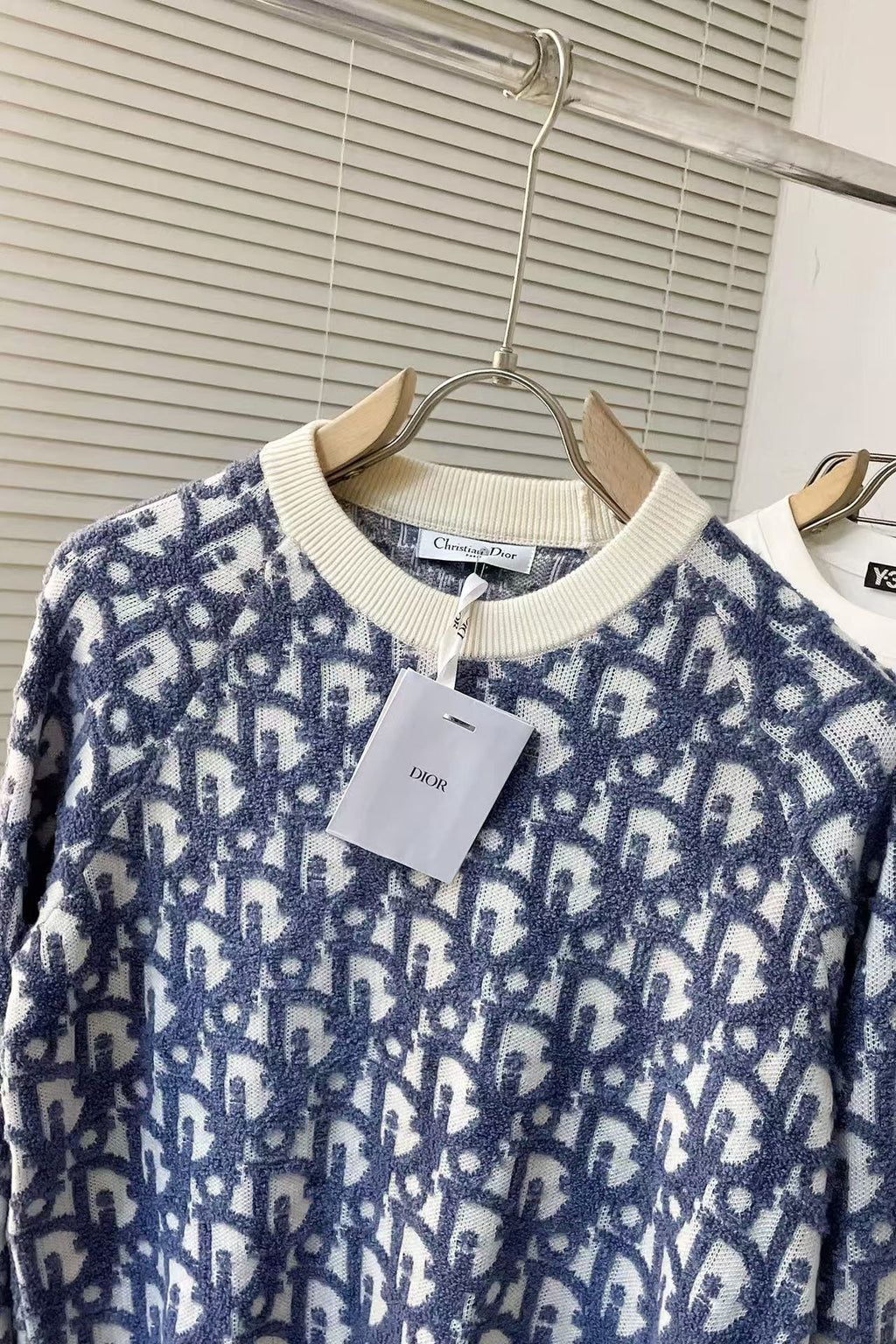 GUCCI CD Oblique Sweater White Blue Wool