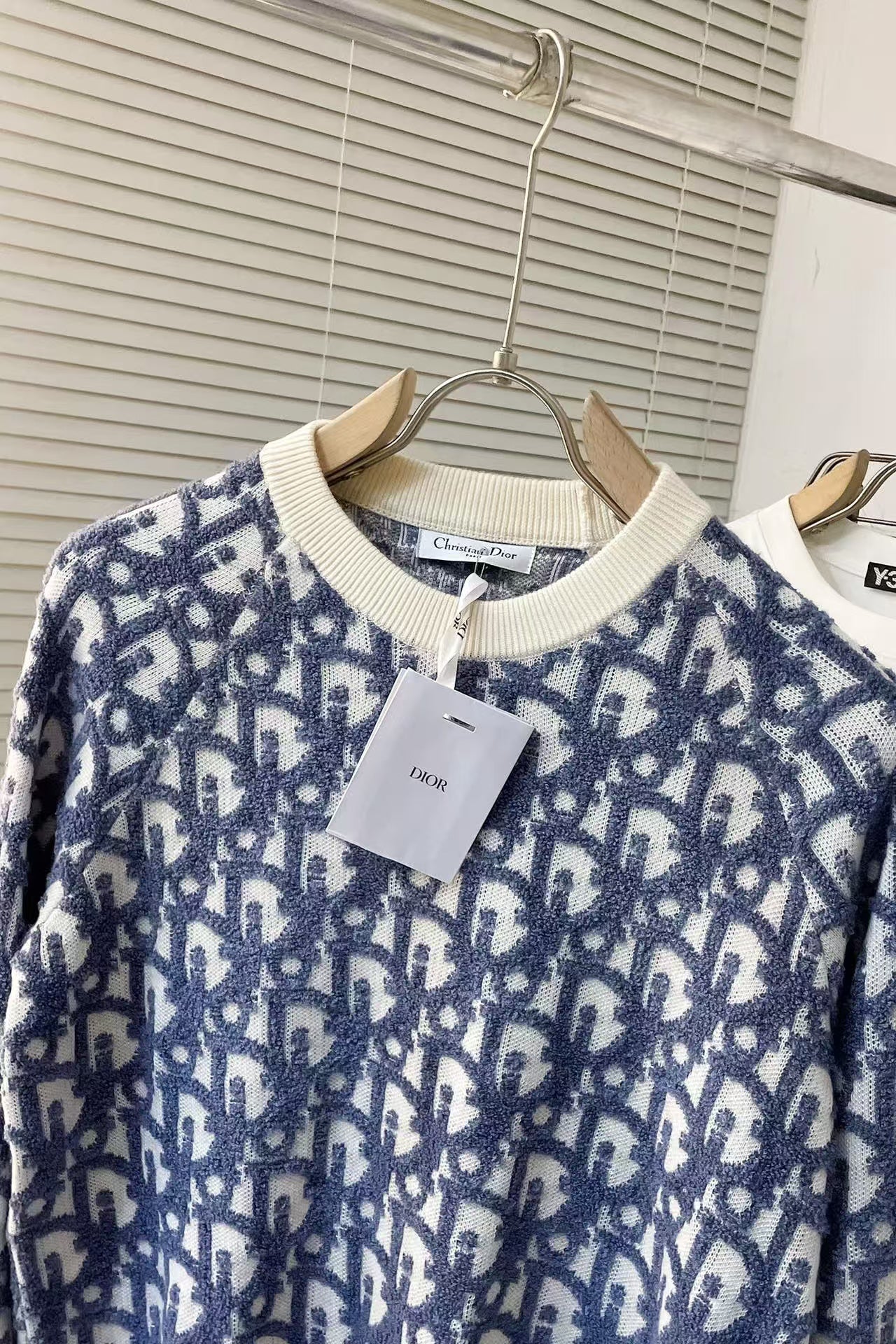 GUCCI CD Oblique Sweater White Blue Wool