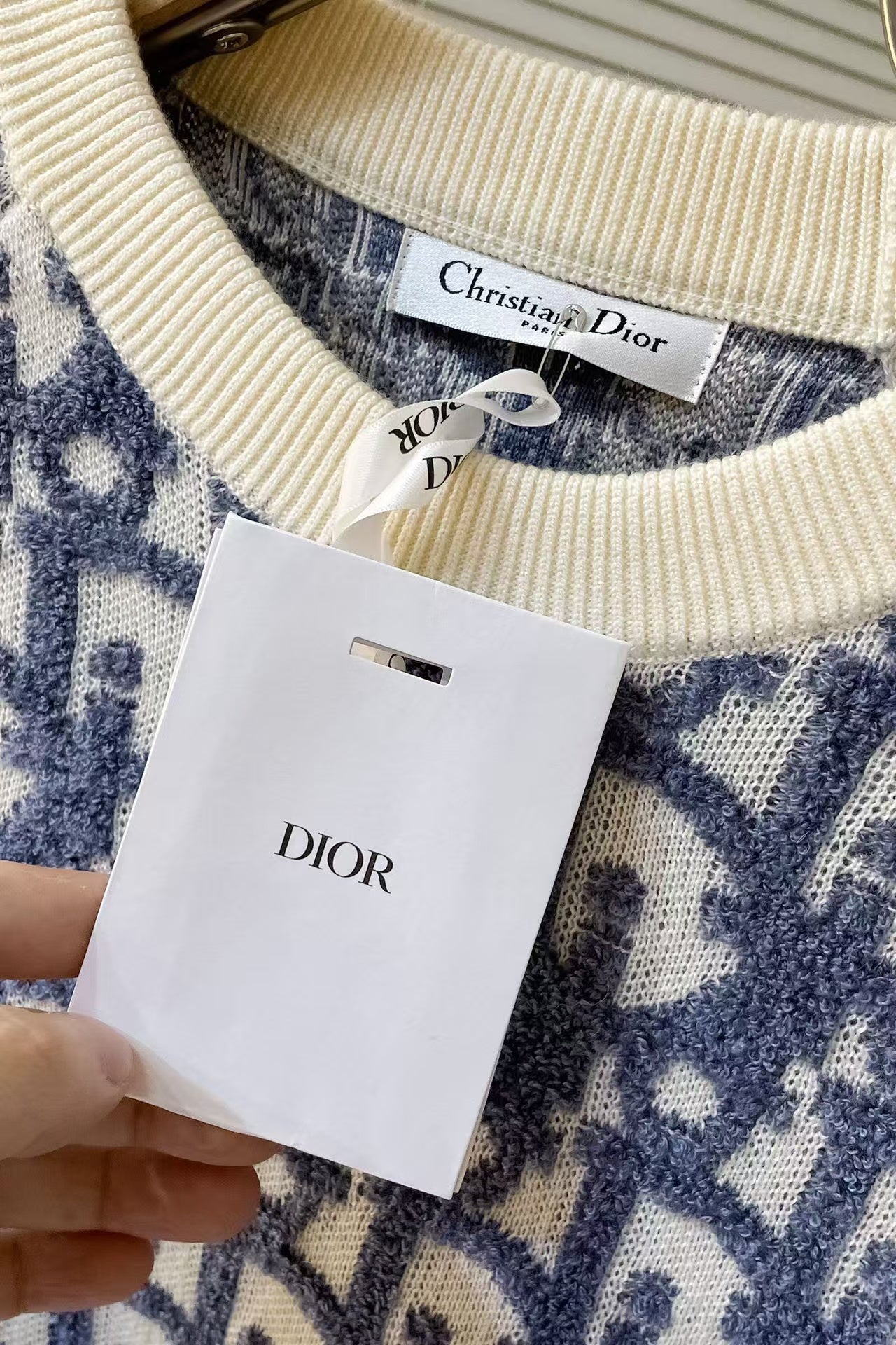 GUCCI CD Oblique Sweater White Blue Wool