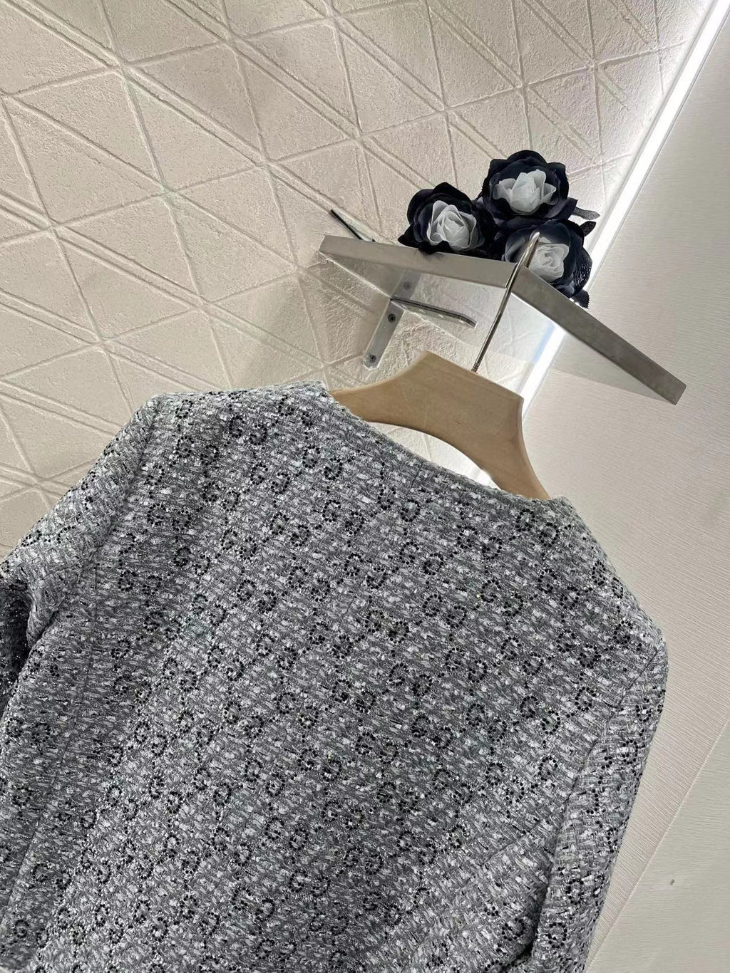 GUCCI Coat Grey Tweed Coat