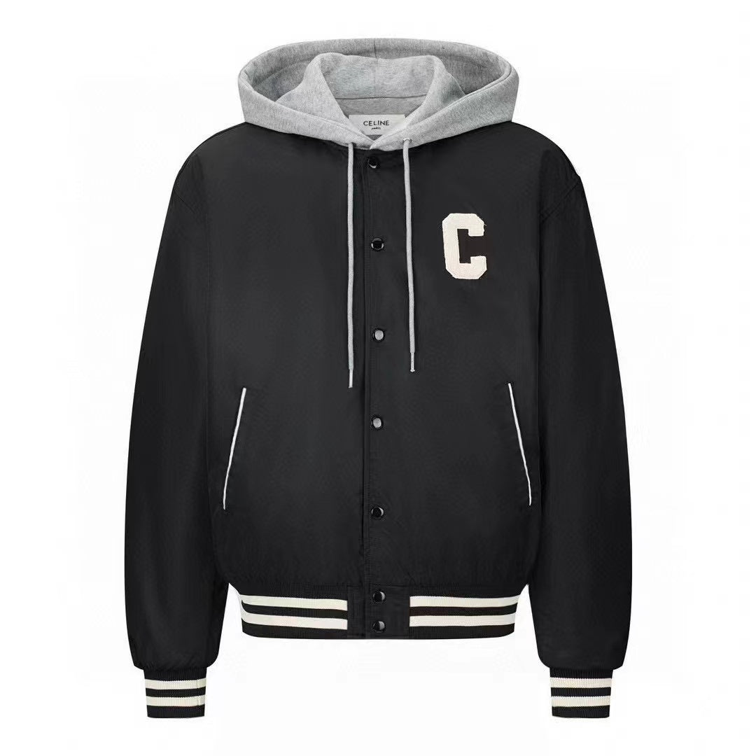 CELINE Celine Jackets C Logo Black White Mix Grey Cotton