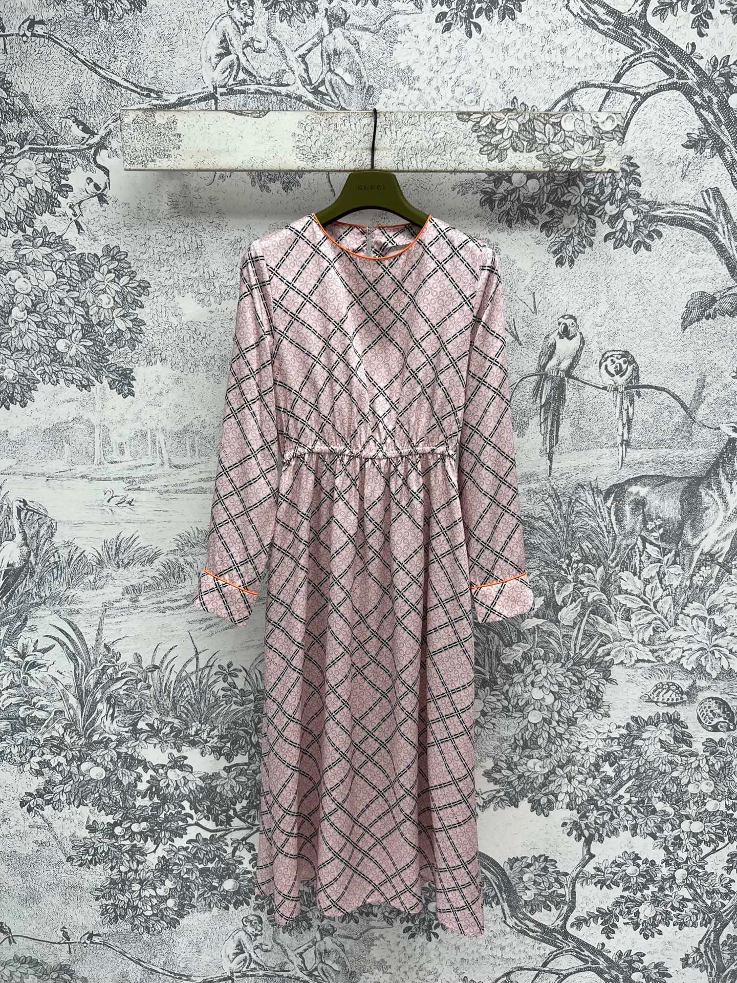 GUCCI Printed Silk Dress Pink Ready To Wear