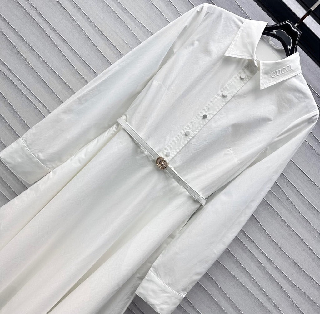 GUCCI Gucci Midi Dress in White Cotton Poplin