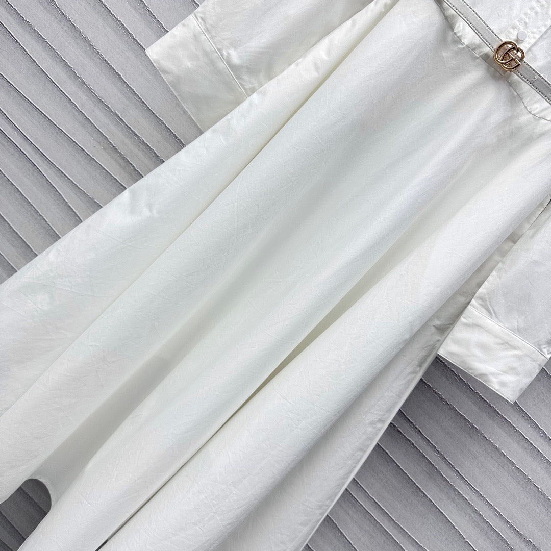 GUCCI Gucci Midi Dress in White Cotton Poplin
