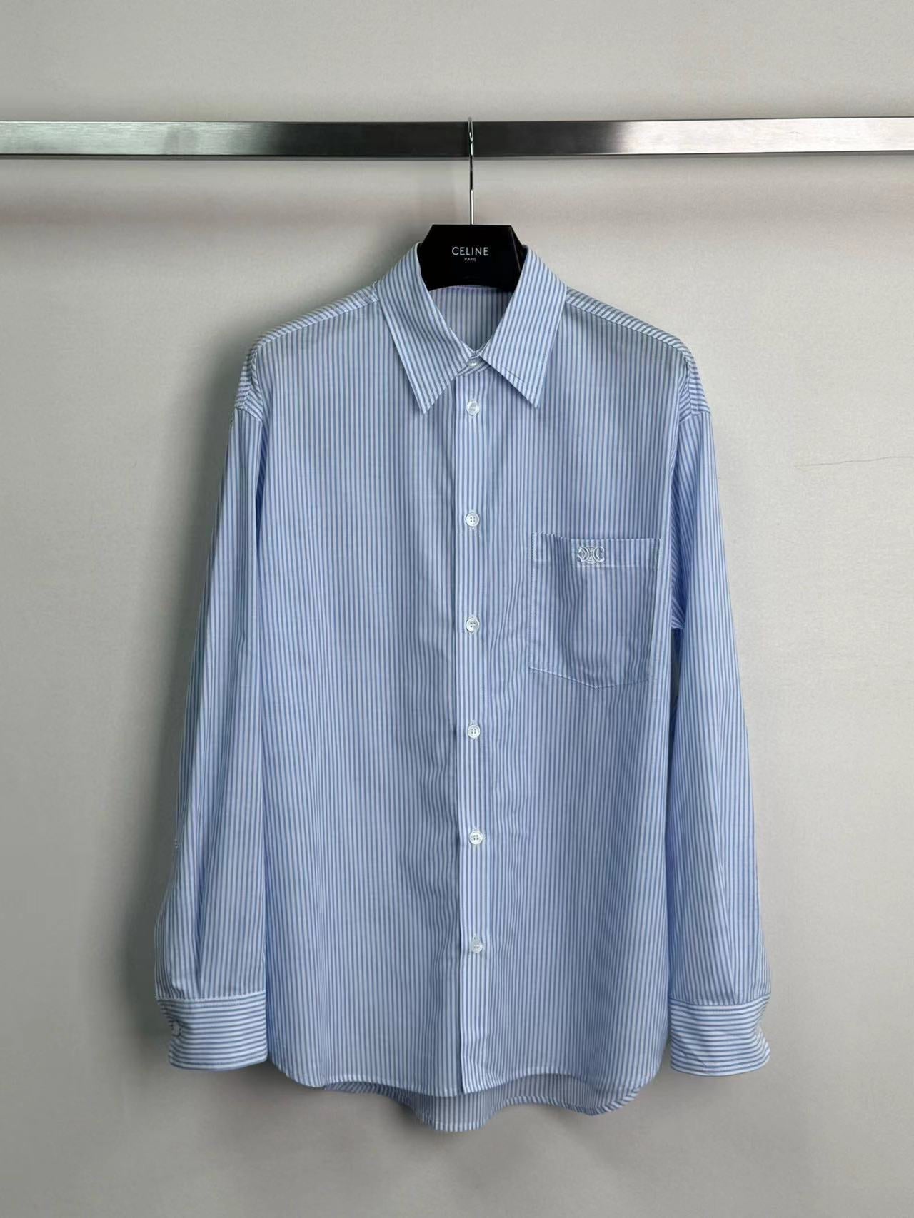 CELINE Celine Shirt Blue White Cotton