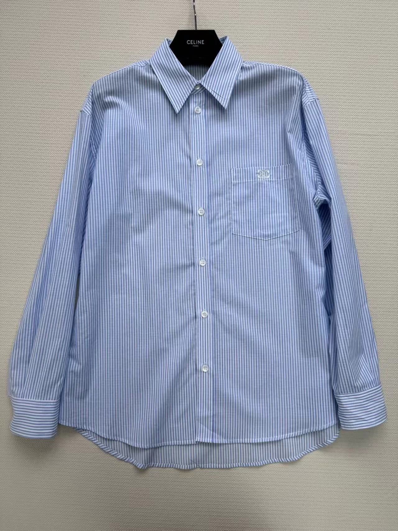 CELINE Celine Shirt Blue White Cotton