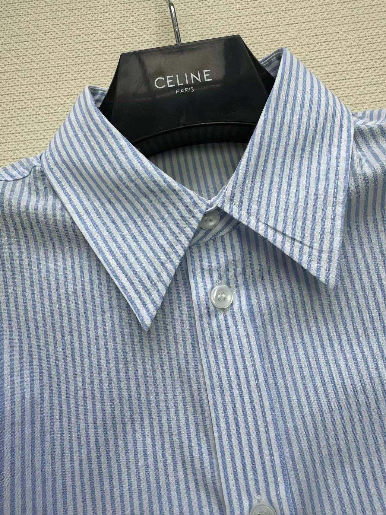 CELINE Celine Shirt Blue White Cotton