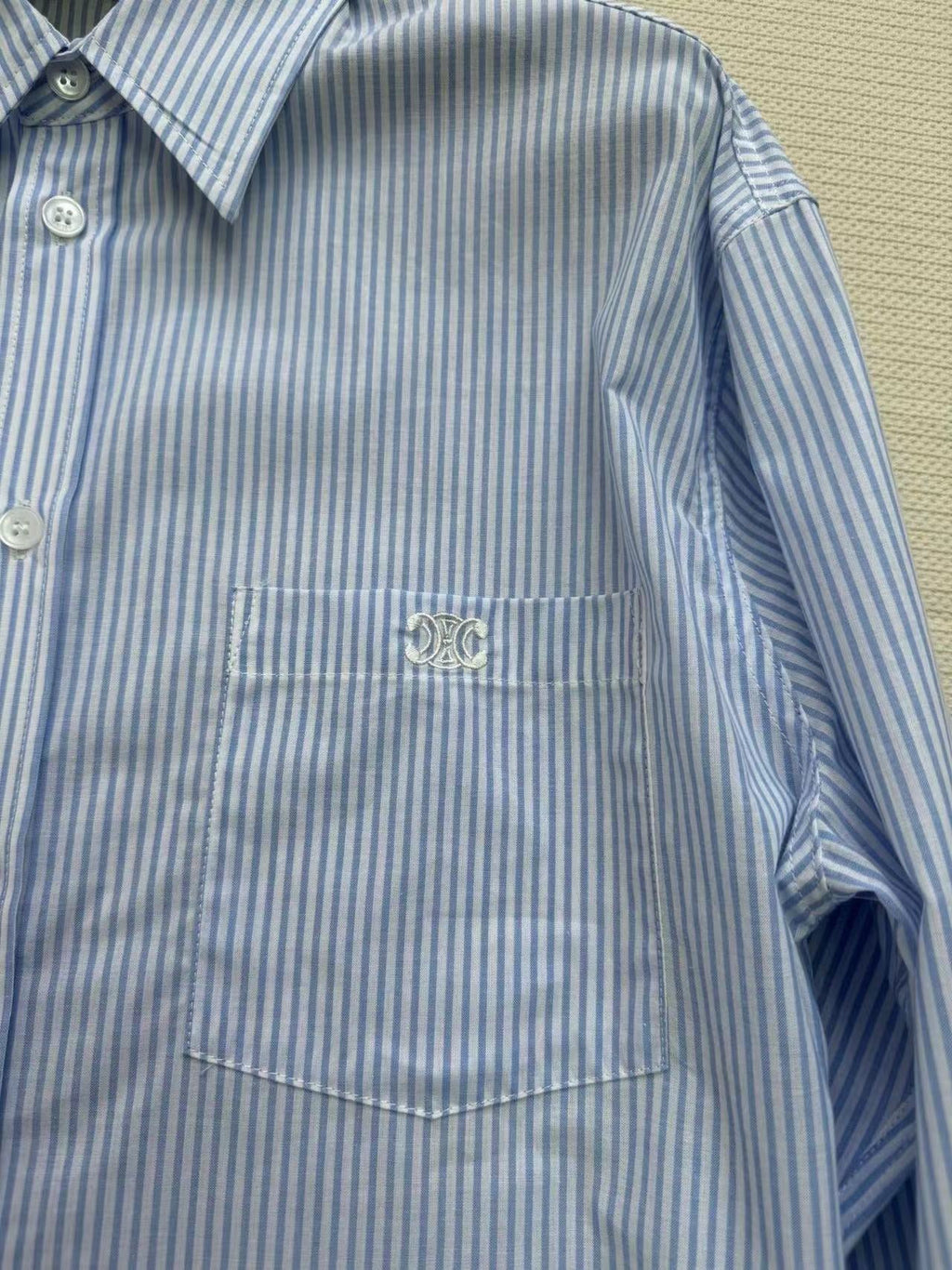CELINE Celine Shirt Blue White Cotton