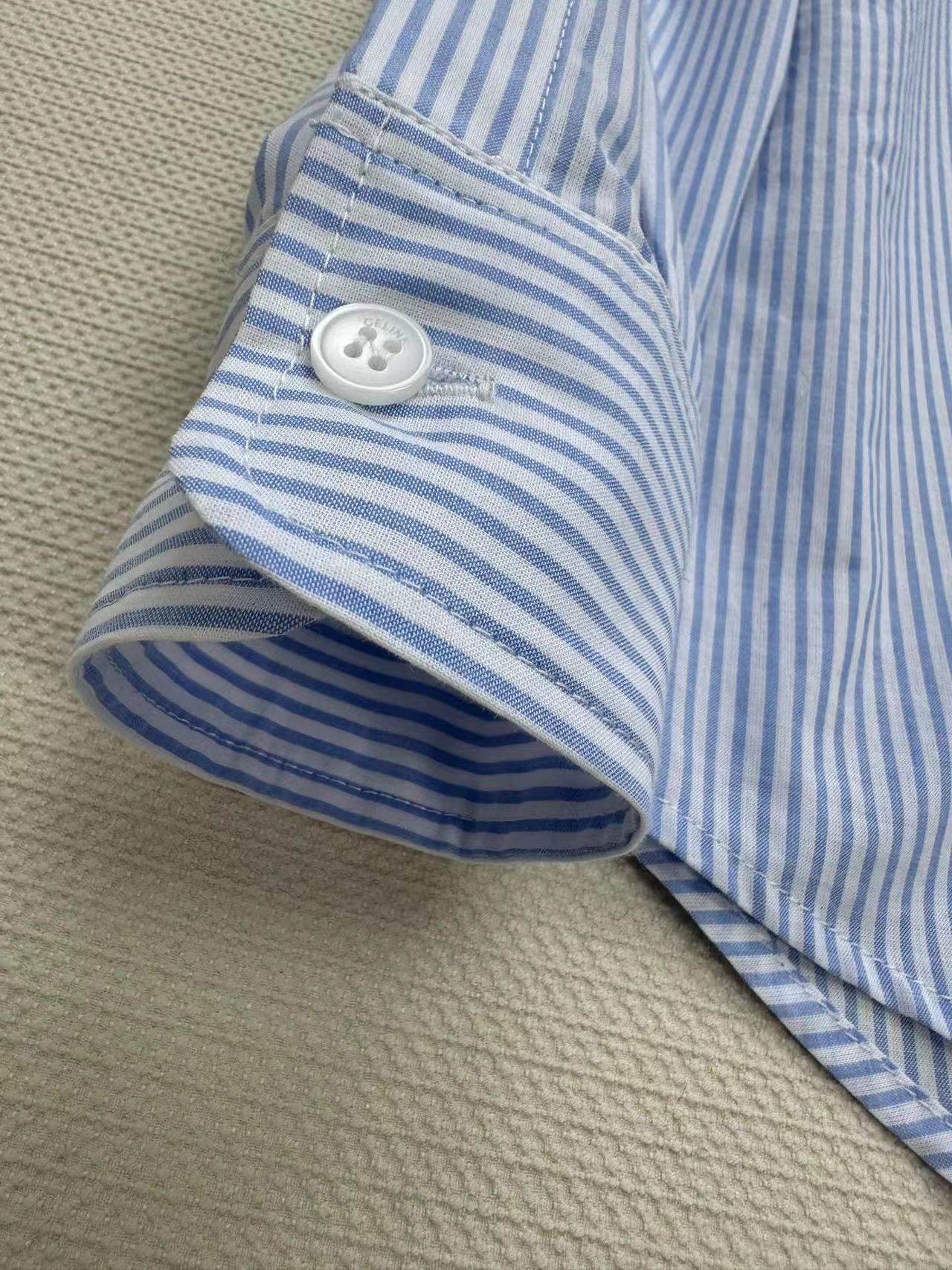 CELINE Celine Shirt Blue White Cotton