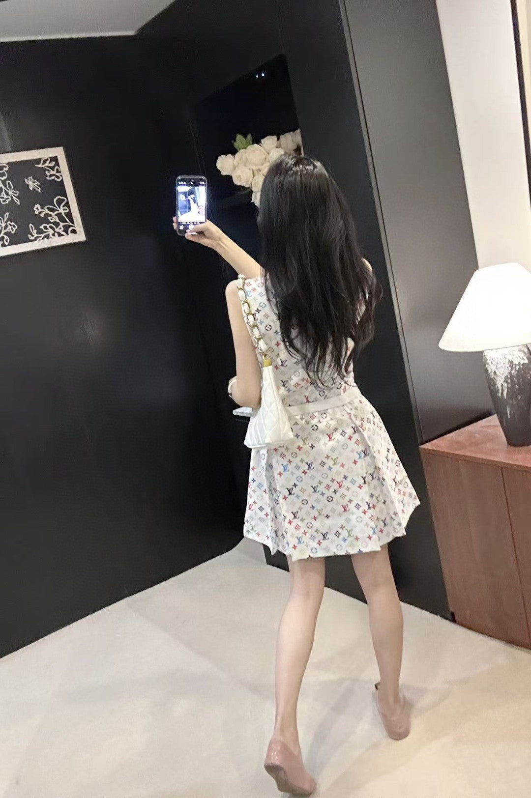 LOUIS VUITTON LV DRESS IN MULTICOLOR MONOGRAM COTTON