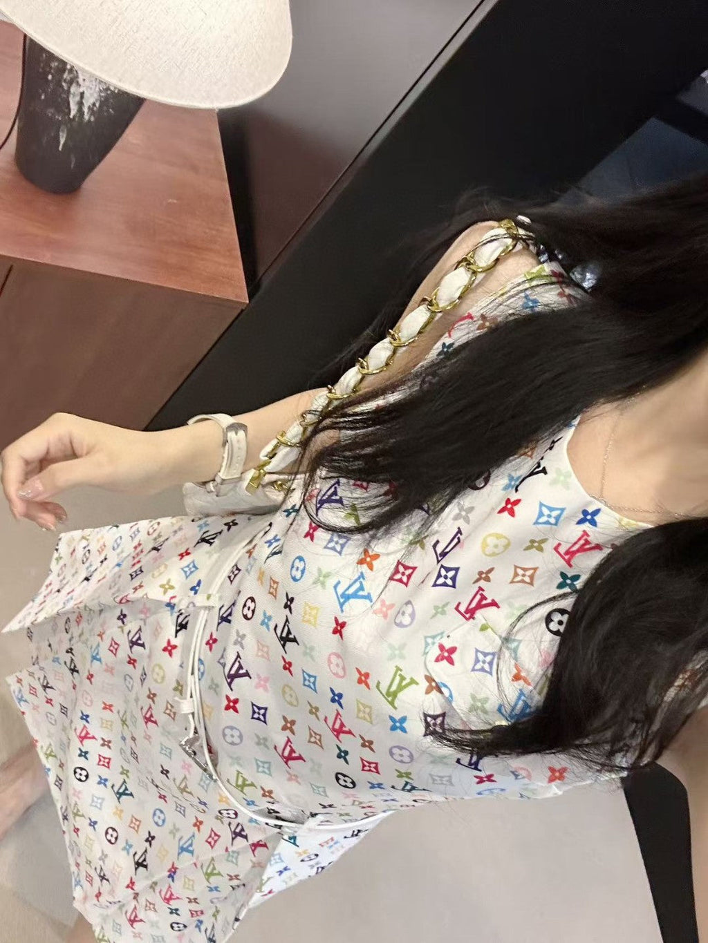 LOUIS VUITTON LV DRESS IN MULTICOLOR MONOGRAM COTTON
