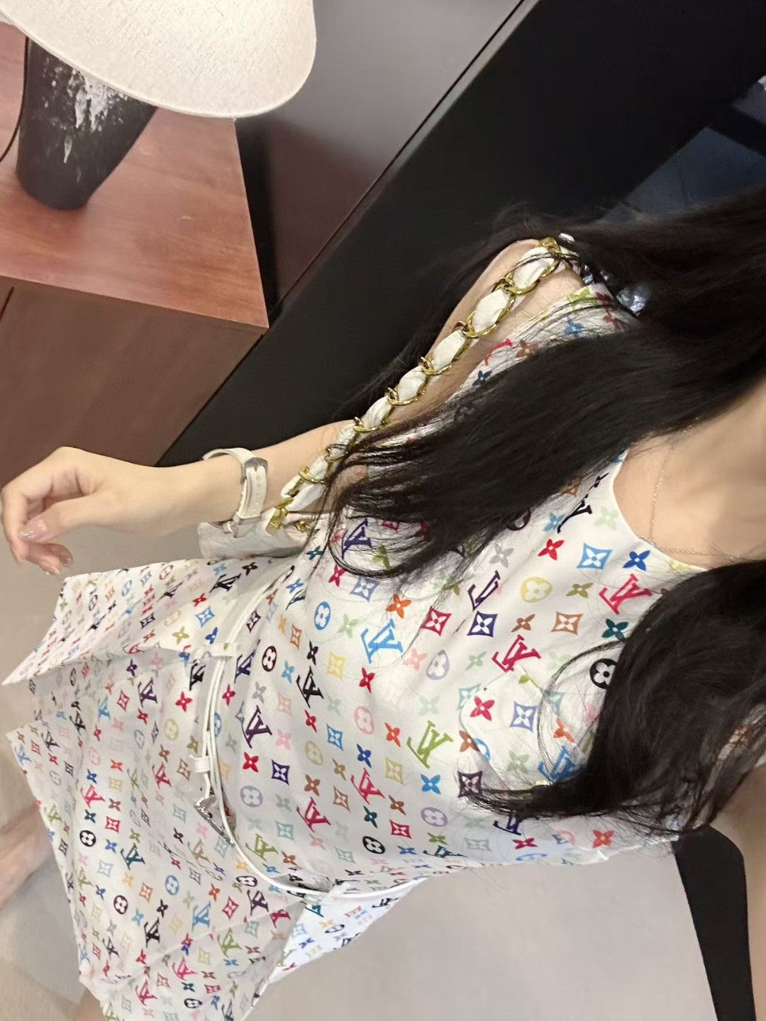 LOUIS VUITTON LV DRESS IN MULTICOLOR MONOGRAM COTTON
