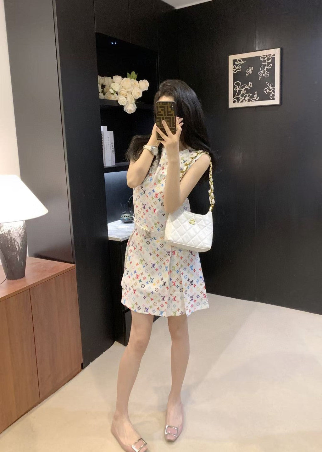 LOUIS VUITTON LV DRESS IN MULTICOLOR MONOGRAM COTTON