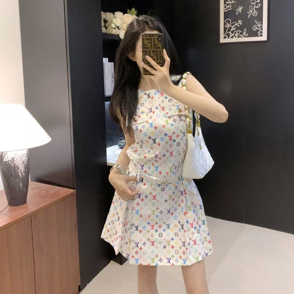 LOUIS VUITTON LV DRESS IN MULTICOLOR MONOGRAM COTTON