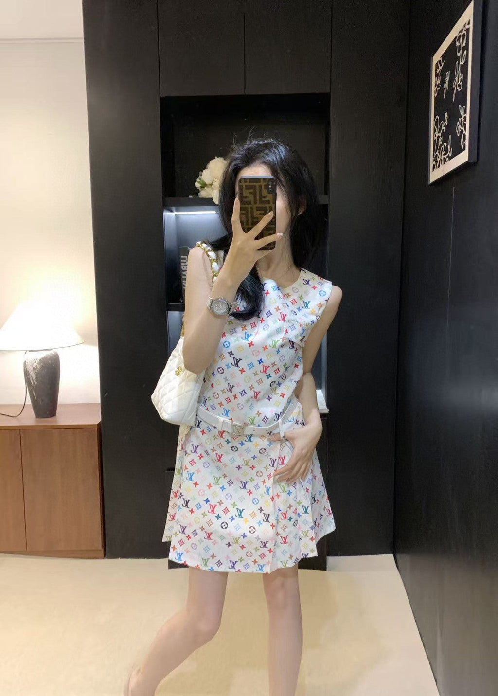 LOUIS VUITTON LV DRESS IN MULTICOLOR MONOGRAM COTTON