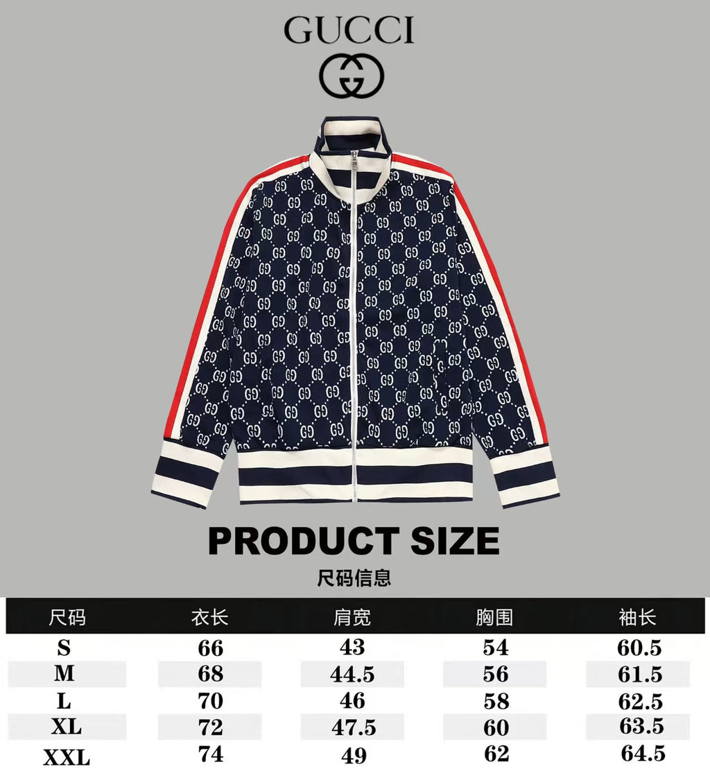 GUCCI ZIP-UP KNITTED JACKET IN NAVY BLUE