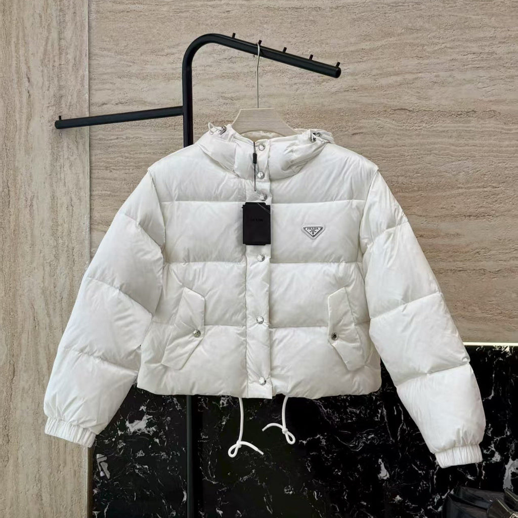 PRADA CONVERTABLE DOWN JACKET IN WHITE RE-NYLON
