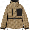 GUCCI TECHNICAL FABRIC JACQUARD JACKET IN BEIGE AND DARK BROWN