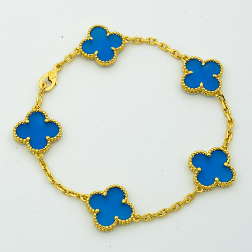 Van Cleef & Arpels CLOVER BRACELET 5 MOTIFS BLUE AGATE