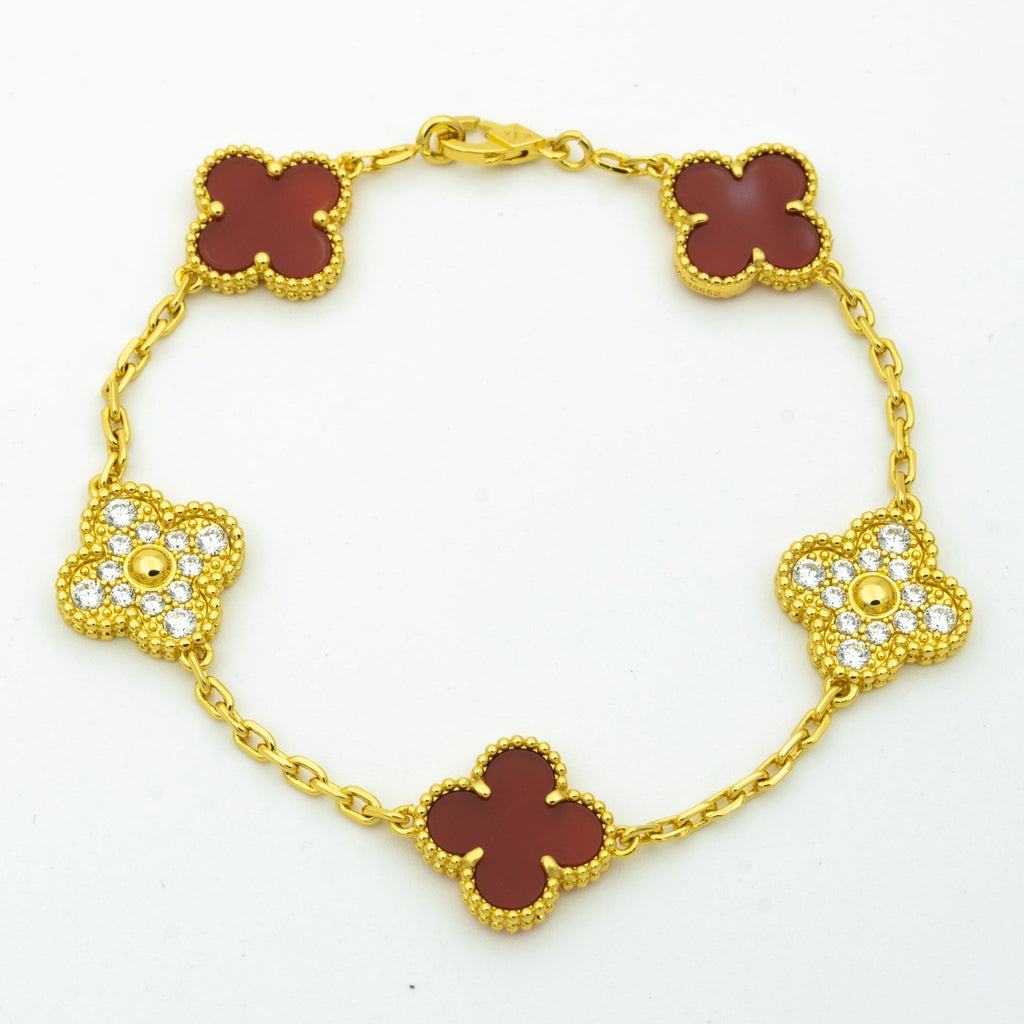 Van Cleef & Arpels CLOVER BRACELET 5 MOTIFS CARNELIAN DIAMOND
