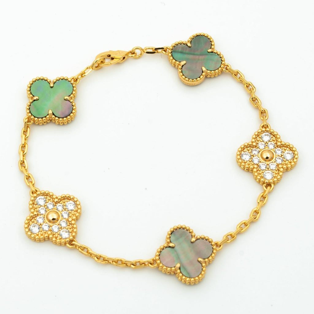 Van Cleef & Arpels CLOVER BRACELET 5 MOTIF MOP AND DIAMOND
