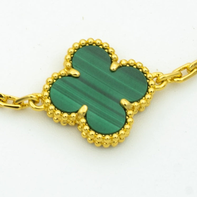 Van Cleef & Arpels CLOVER MALACHITE DIAMOND BRACELET 5 MOTIF