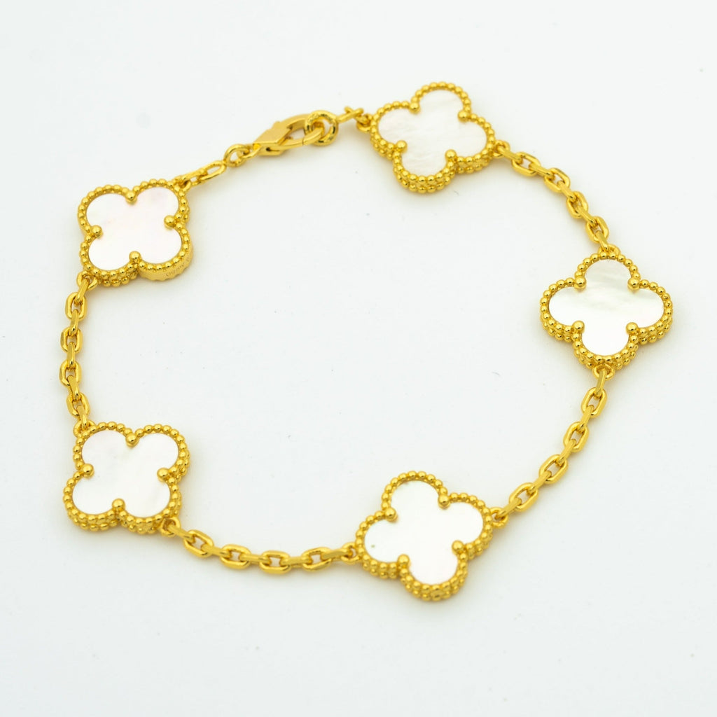 Van Cleef & Arpels CLOVER BRACELET 5 MOTIFS WHITE MOP