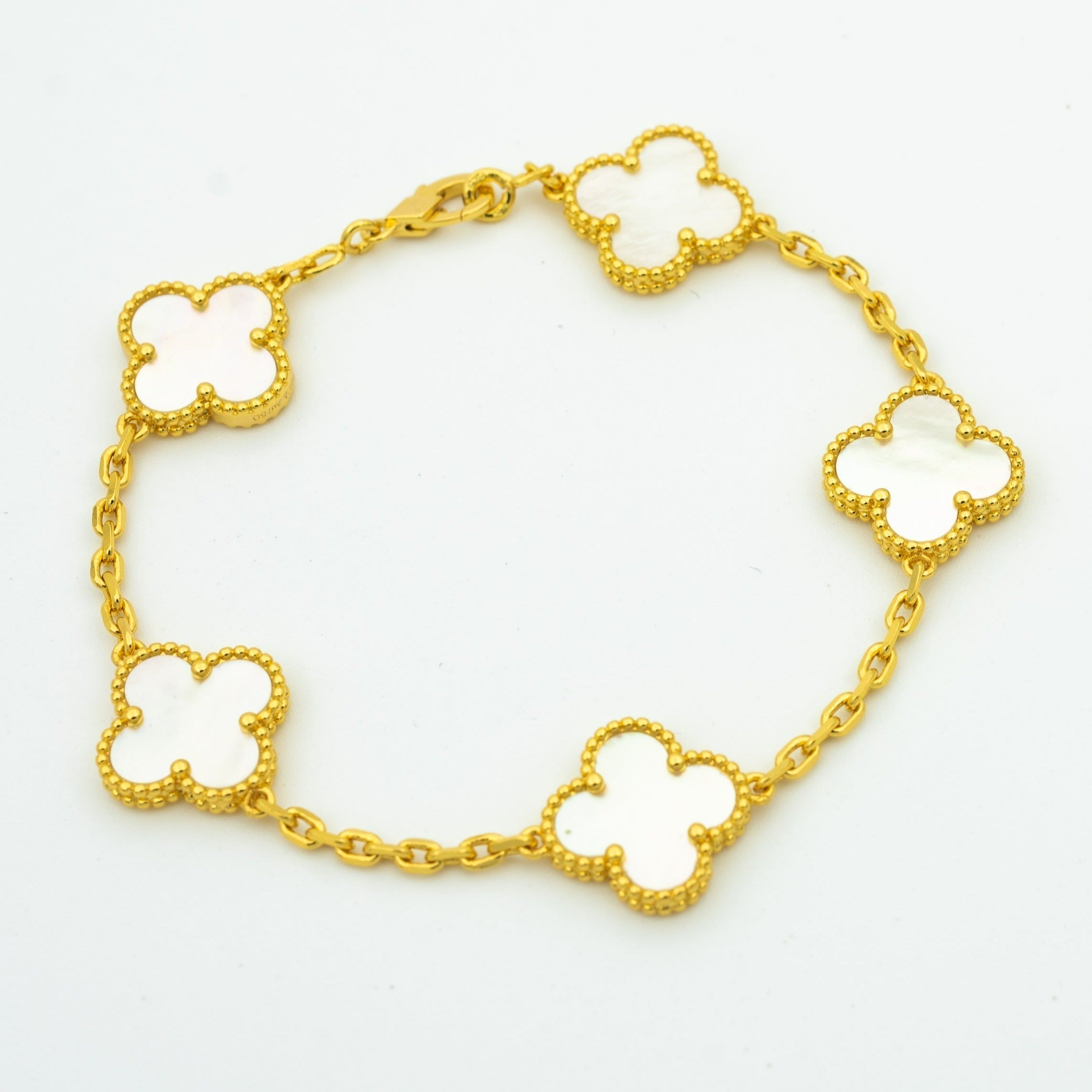 Van Cleef & Arpels CLOVER BRACELET 5 MOTIFS WHITE MOP