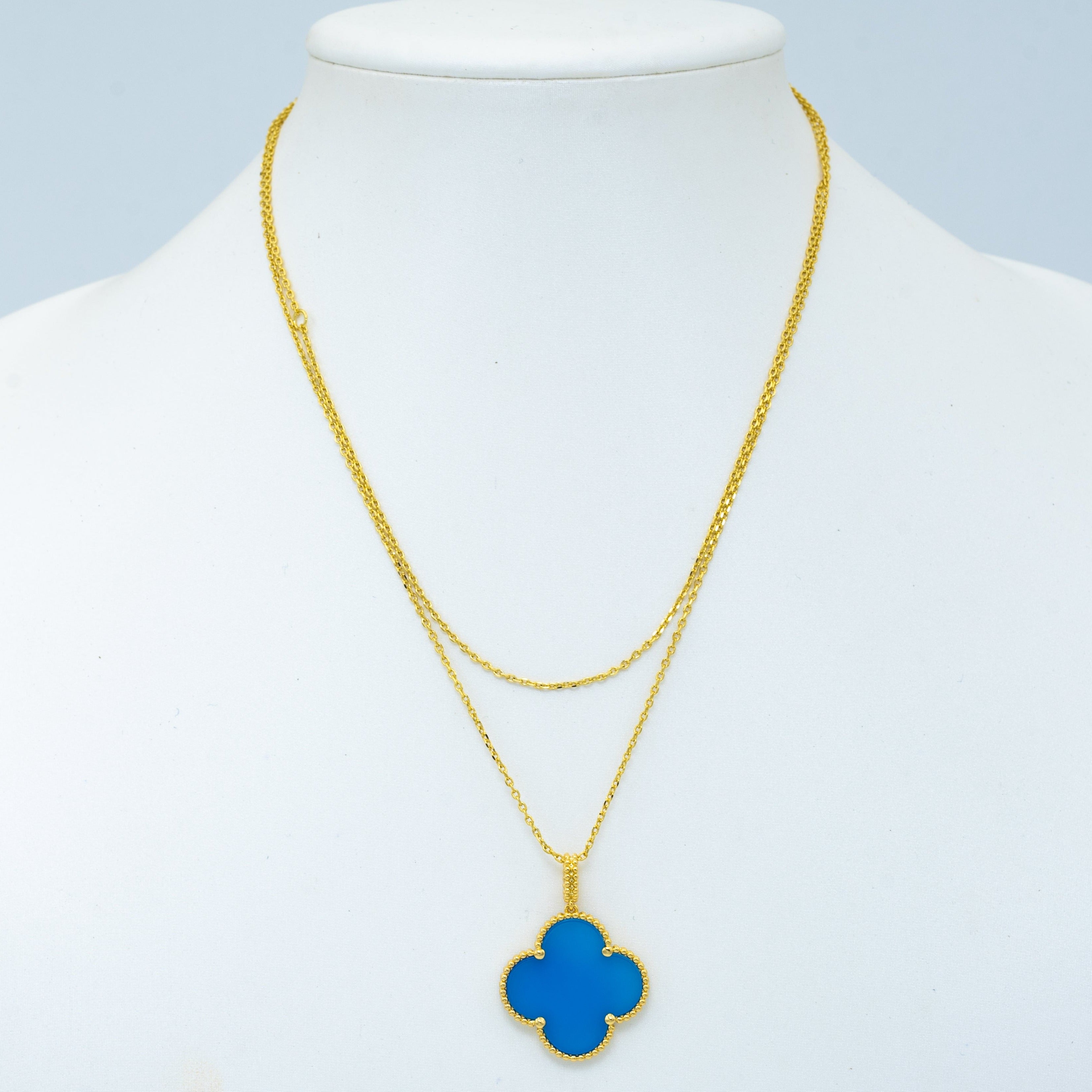 Van Cleef & Arpels CLOVER GOLD TURQUOISE NECKLACE