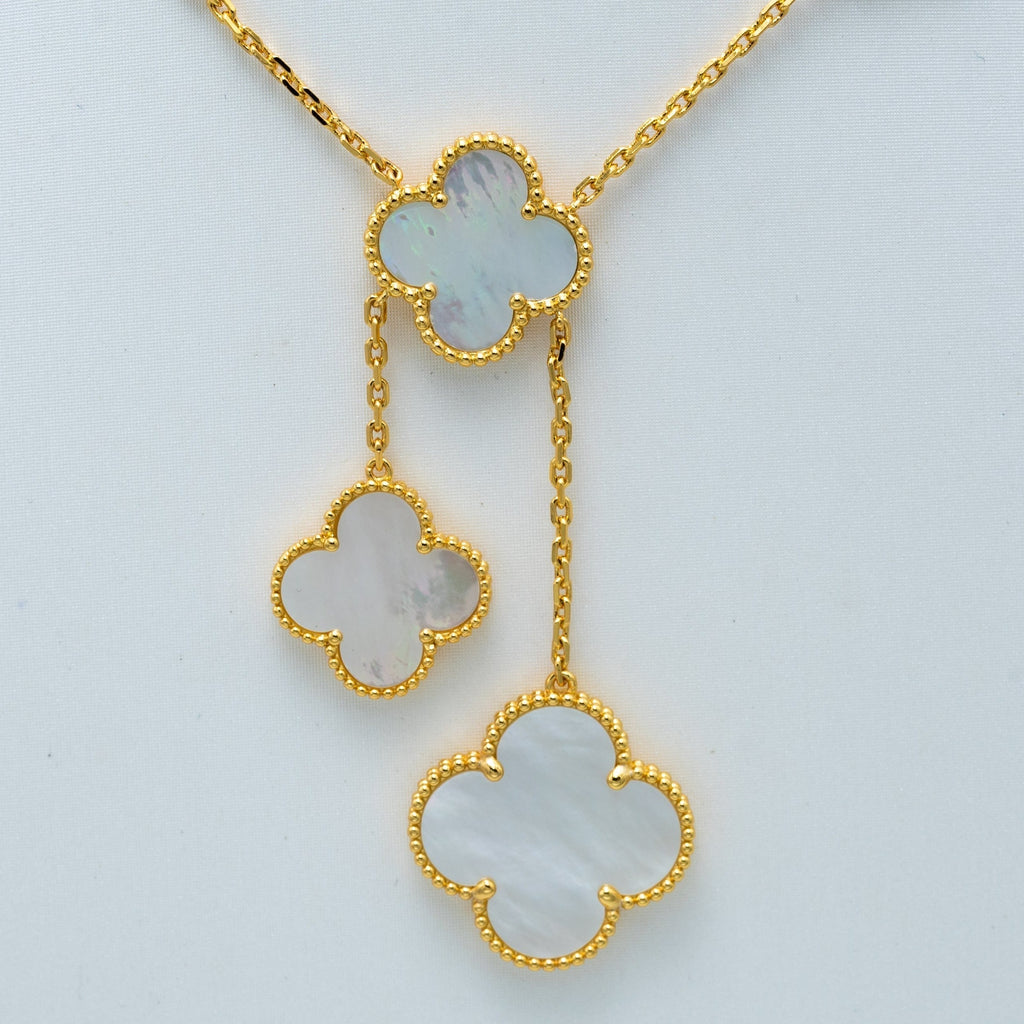 Van Cleef & Arpels CLOVER GOLD MOP NECKLACE 6 MOTIF