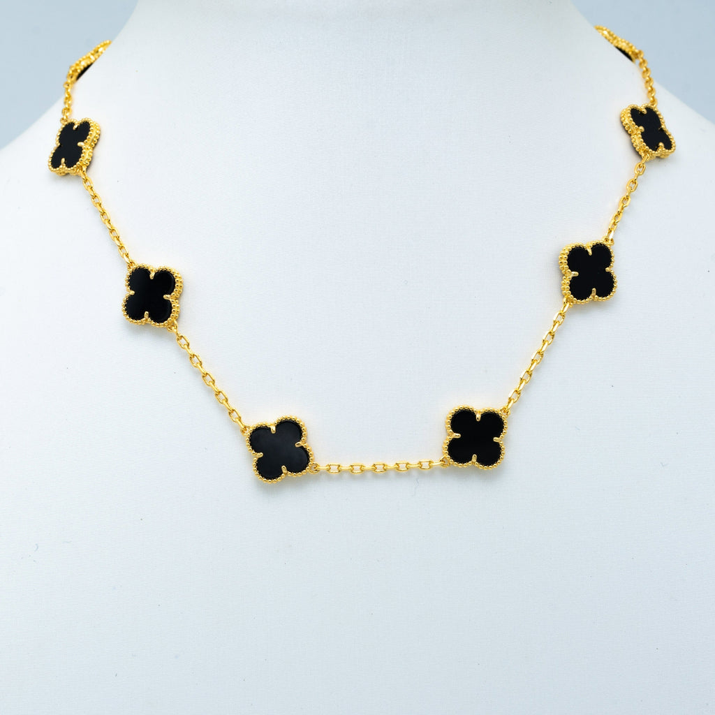 Van Cleef & Arpels VINTAGE ONYX NECKLACE 10 MOTIFS GOLD