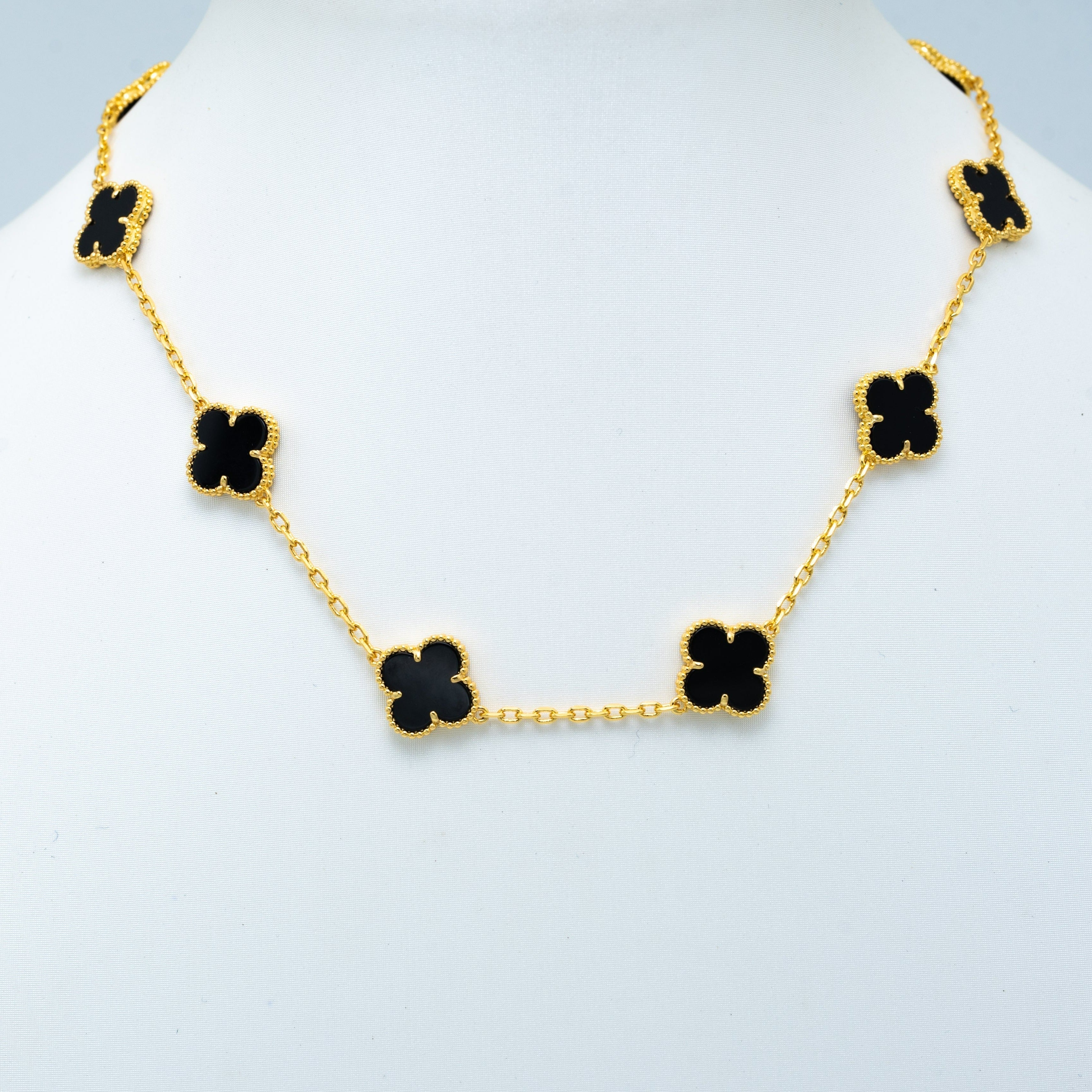 Van Cleef & Arpels VINTAGE ONYX NECKLACE 10 MOTIFS GOLD