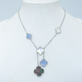 Van Cleef & Arpels CLOVER MOP CHALCEDONY NECKLACE SILVER 6 MOTIF