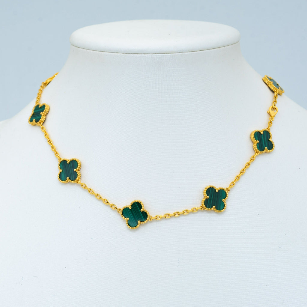 Van Cleef & Arpels VINTAGE MALACHITE NECKLACE 10 MOTIFS GOLD