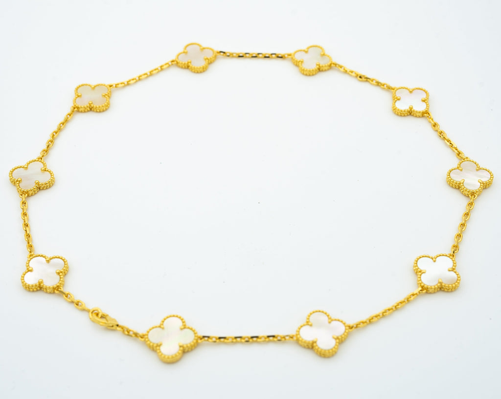 Van Cleef & Arpels VINTAGE WHITE MOP NECKLACE 10 MOTIFS GOLD