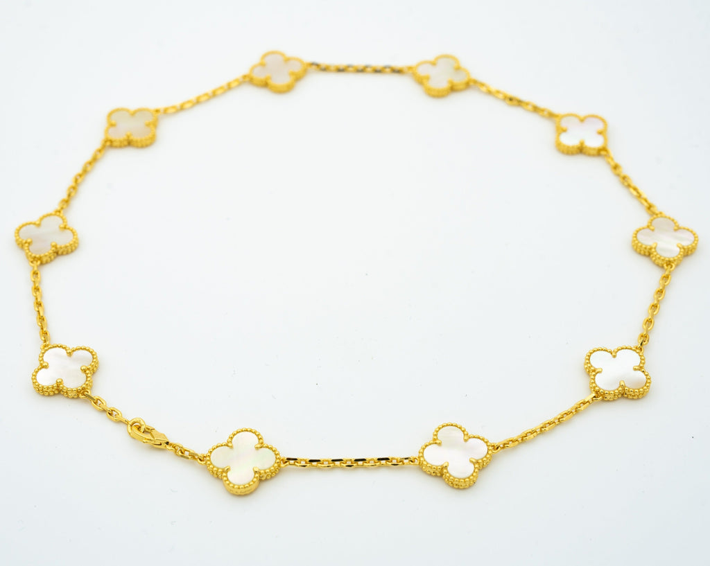 Van Cleef & Arpels VINTAGE WHITE MOP NECKLACE 10 MOTIFS GOLD