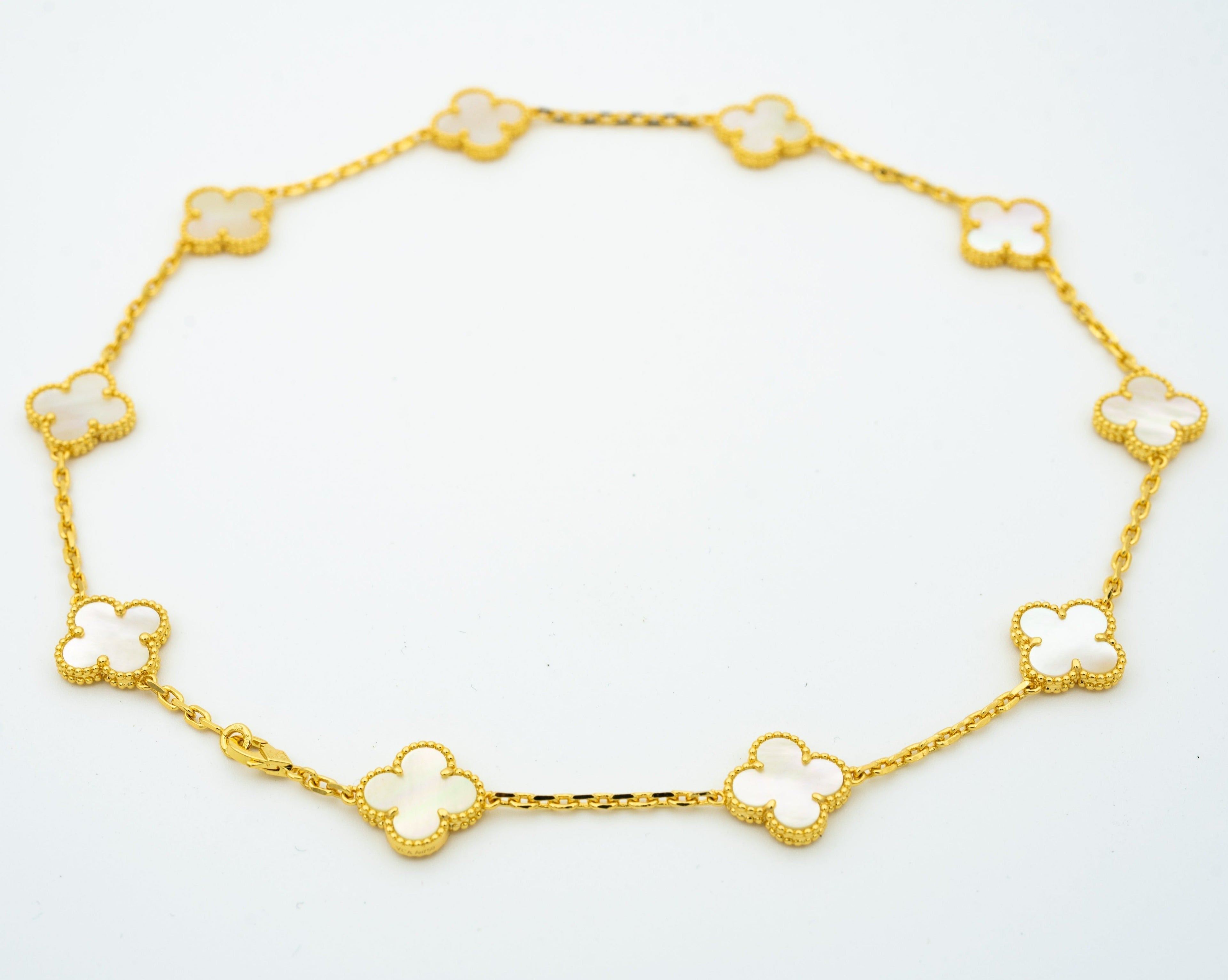 Van Cleef & Arpels VINTAGE WHITE MOP NECKLACE 10 MOTIFS GOLD