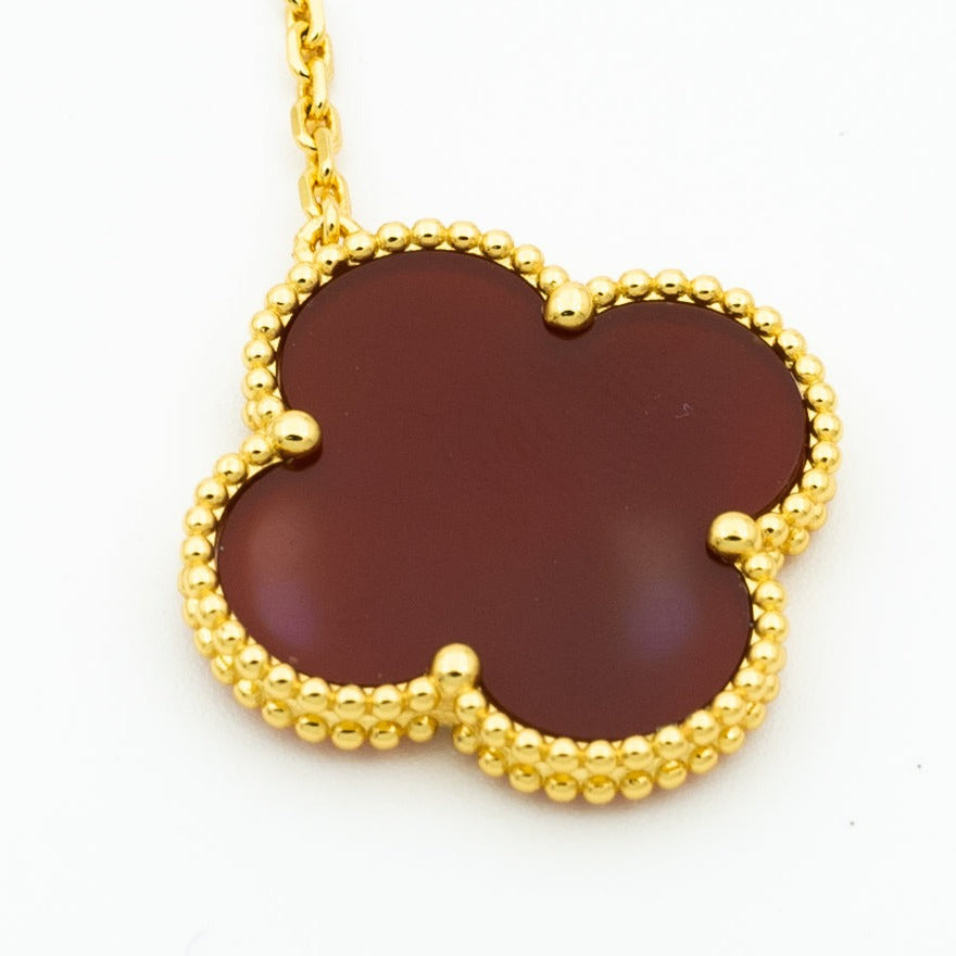 Van Cleef & Arpels CLOVER TIGER EYE CARNELIAN NECKLACE 6 MOTIF