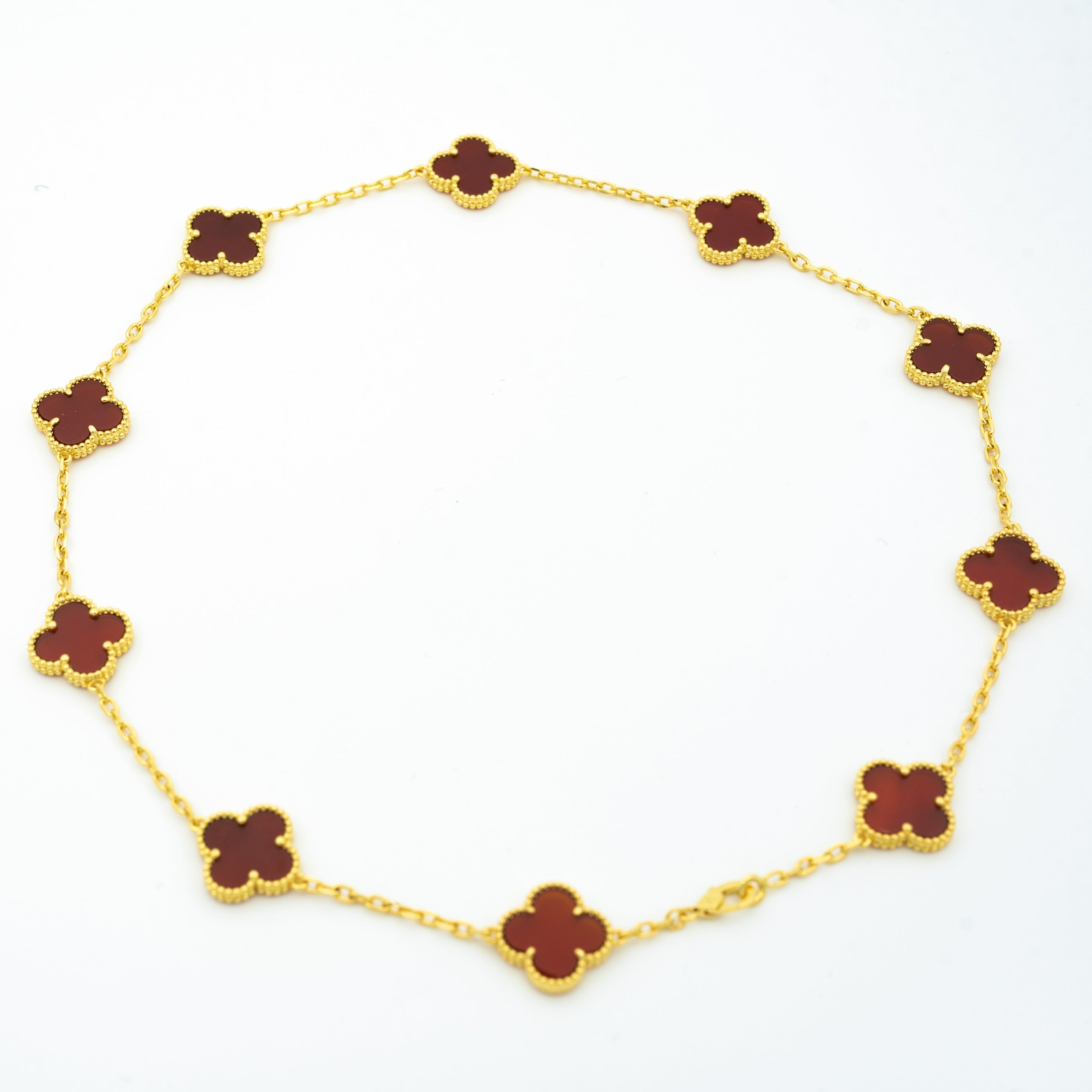 Van Cleef & Arpels VINTAGE CARNELIAN NECKLACE 10 MOTIFS GOLD