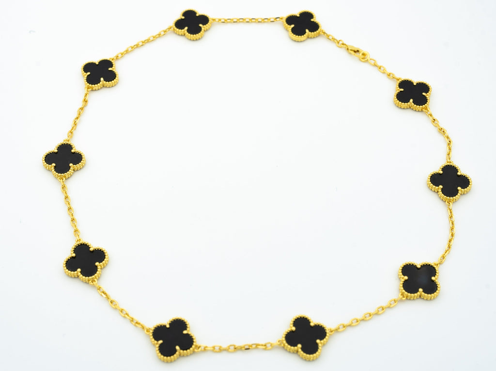 Van Cleef & Arpels VINTAGE ONYX NECKLACE 10 MOTIFS GOLD