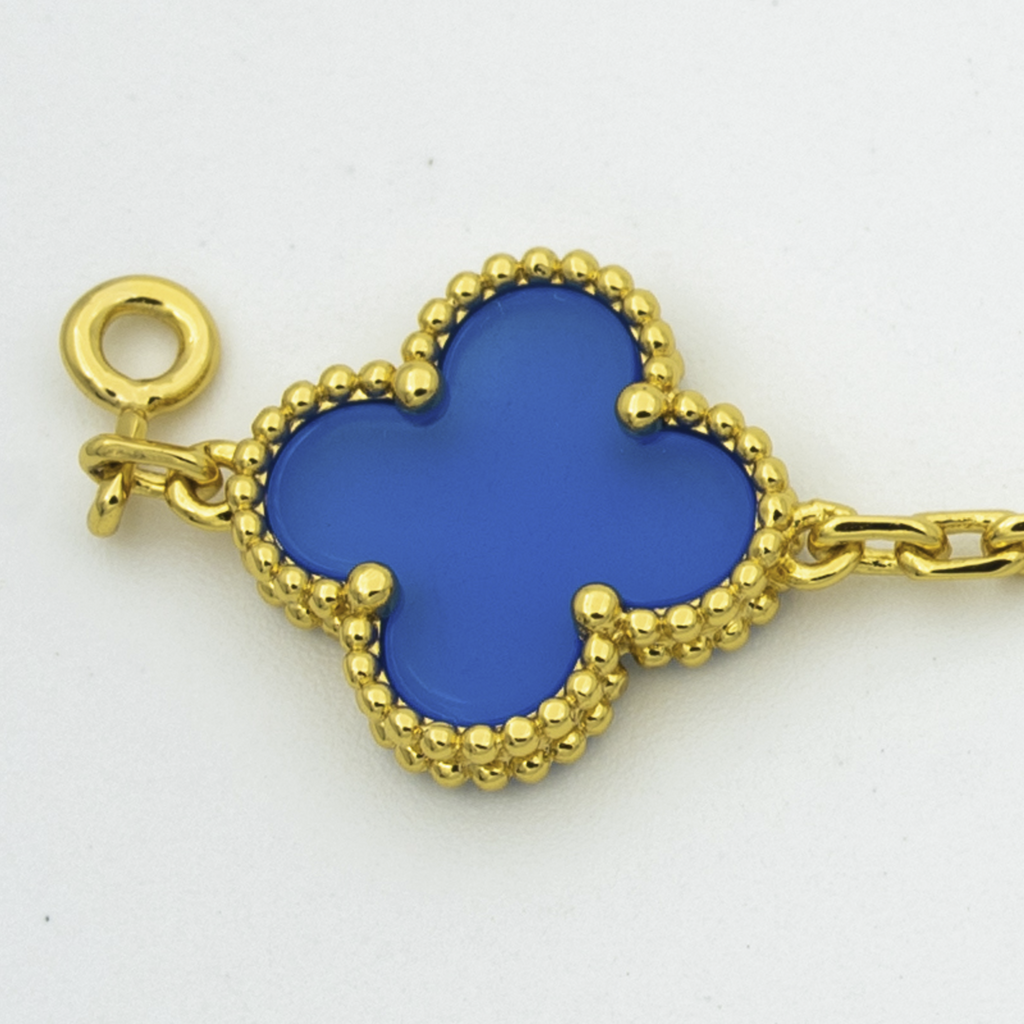 Van Cleef & Arpels CLOVER BRACELET 5 MOTIFS BLUE AGATE