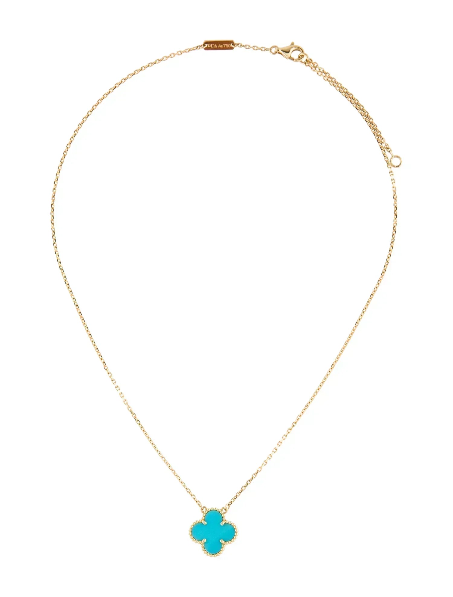 Van Cleef & Arpels CLOVER MEDIUM TURQUOISE GOLD NECKLACE