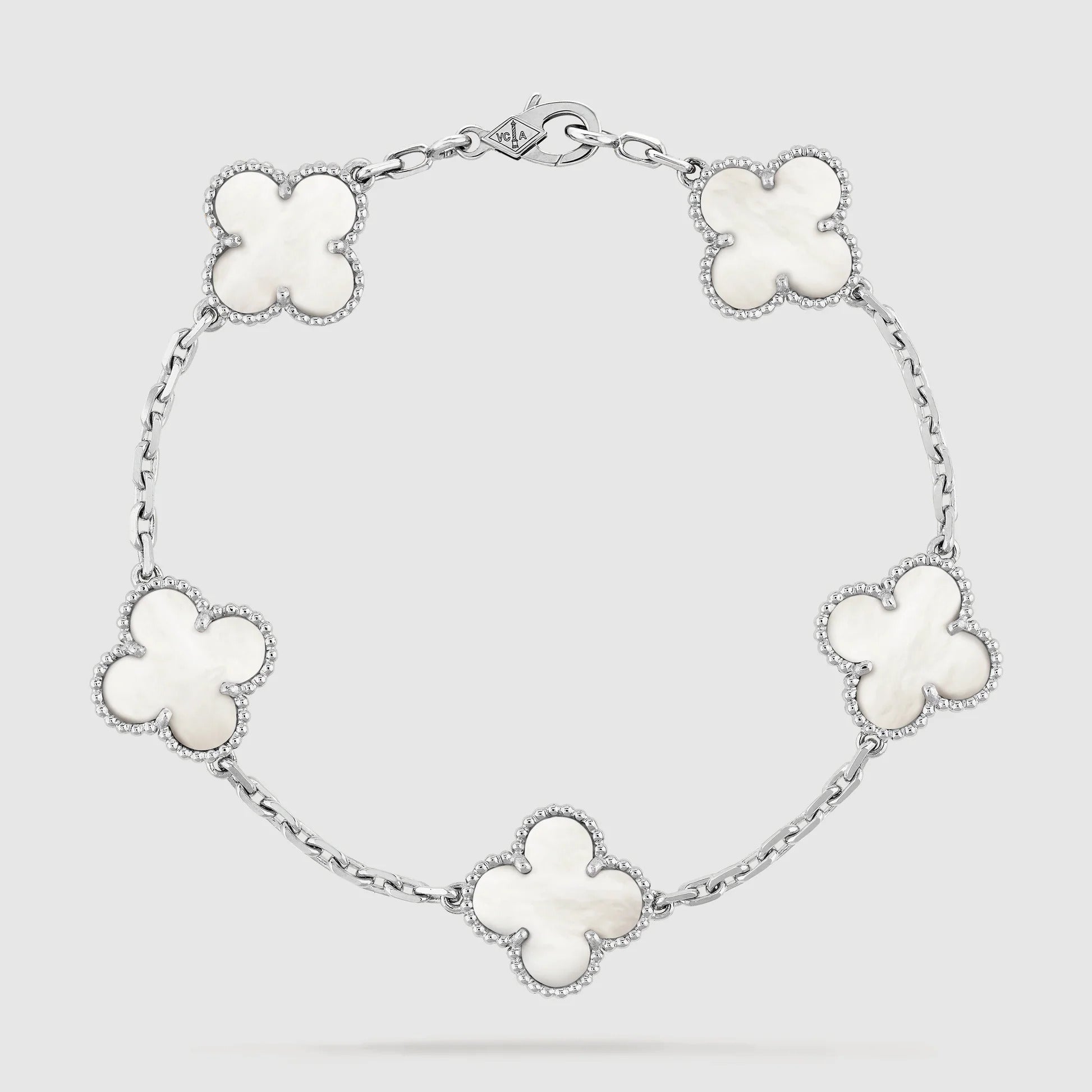 Van Cleef & Arpels CLOVER SILVER MOP 5 MOTIF BRACELET